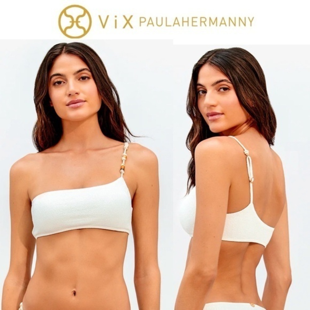 Vix Paula Hermanny Firenze Ana Flora Bikini TopSwimsuit sz M Off White 164$